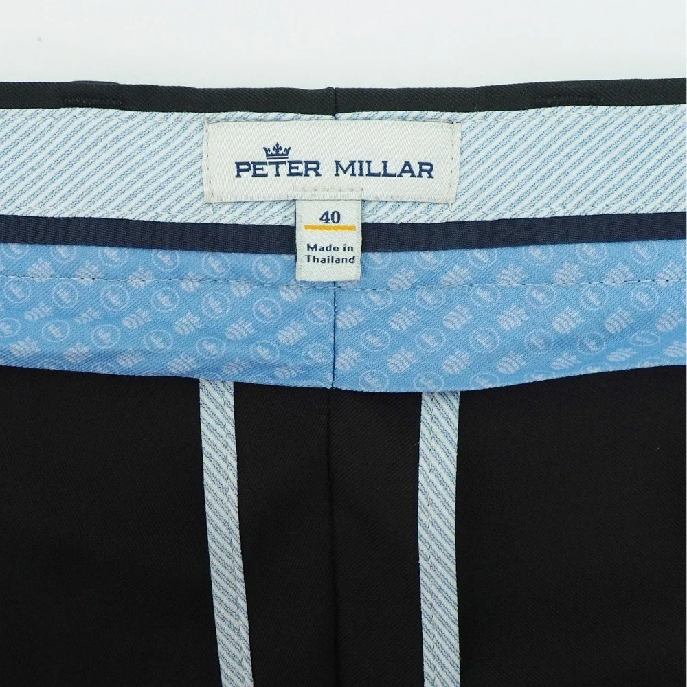 Peter Millar Performance Salem Golf Chino Shorts Mens 40 Black High Drape Tech